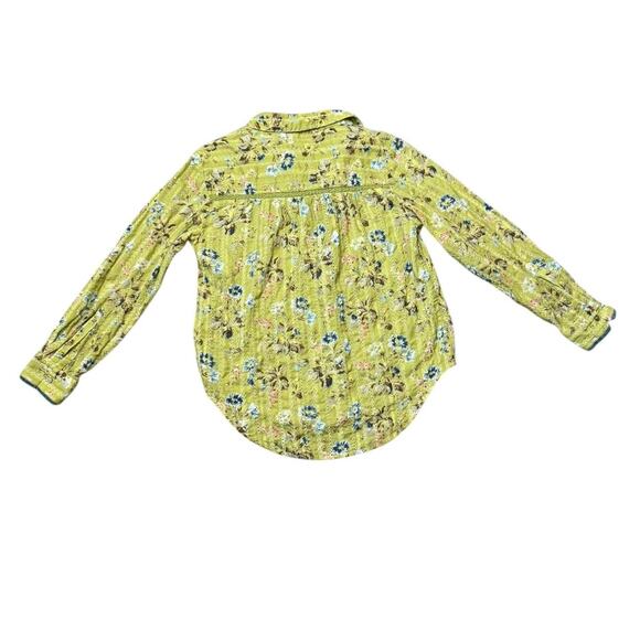 Sundance Green Floral Boho Eyelet Long Sleeve Blouse Button Up  Size Small P - Picture 3 of 7